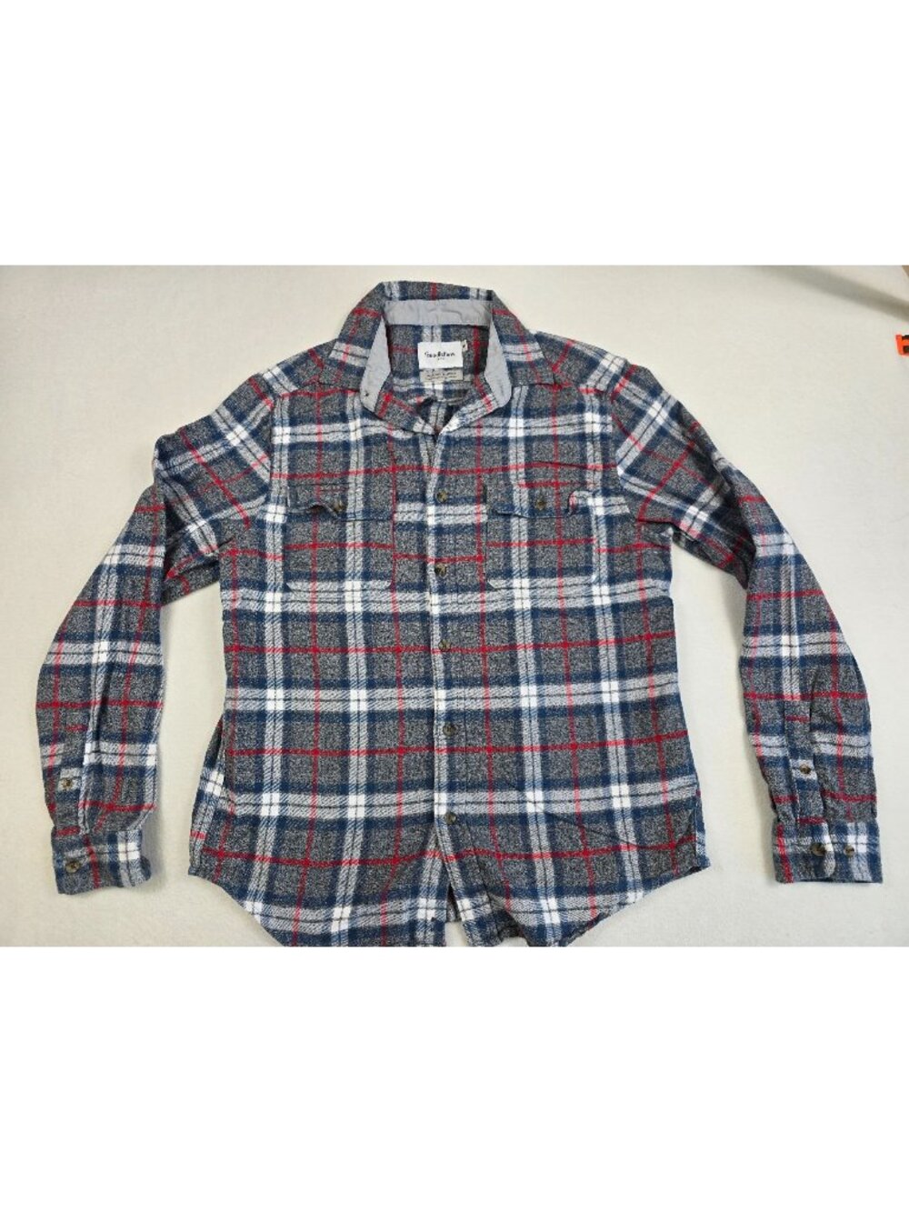 Goodfellow & Co Mens Medium Blue/Red Plaid Long Sleeve Button-Up Flannel Shirt